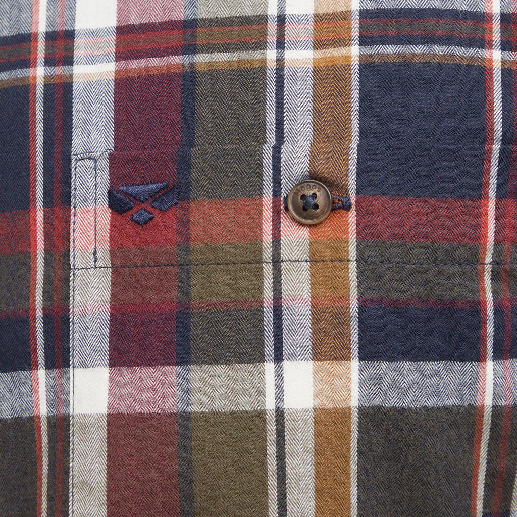 Mens Arran Microfleece Lined Shirt Wine/Olive Check