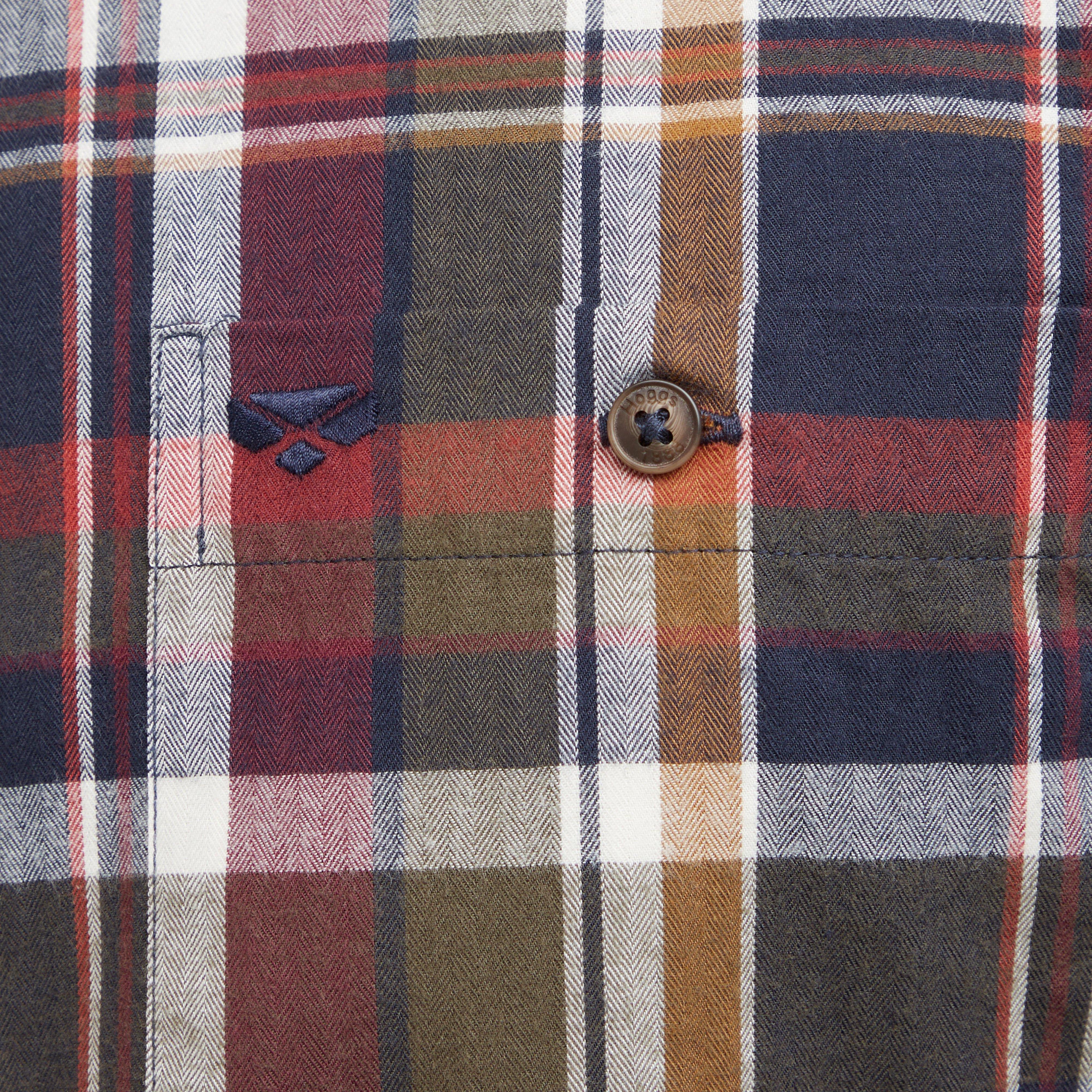 Mens Arran Microfleece Lined Shirt Wine/Olive Check