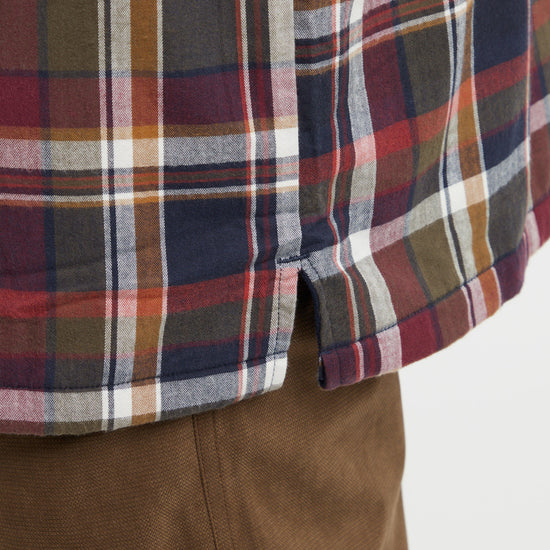 Mens Arran Microfleece Lined Shirt Wine/Olive Check