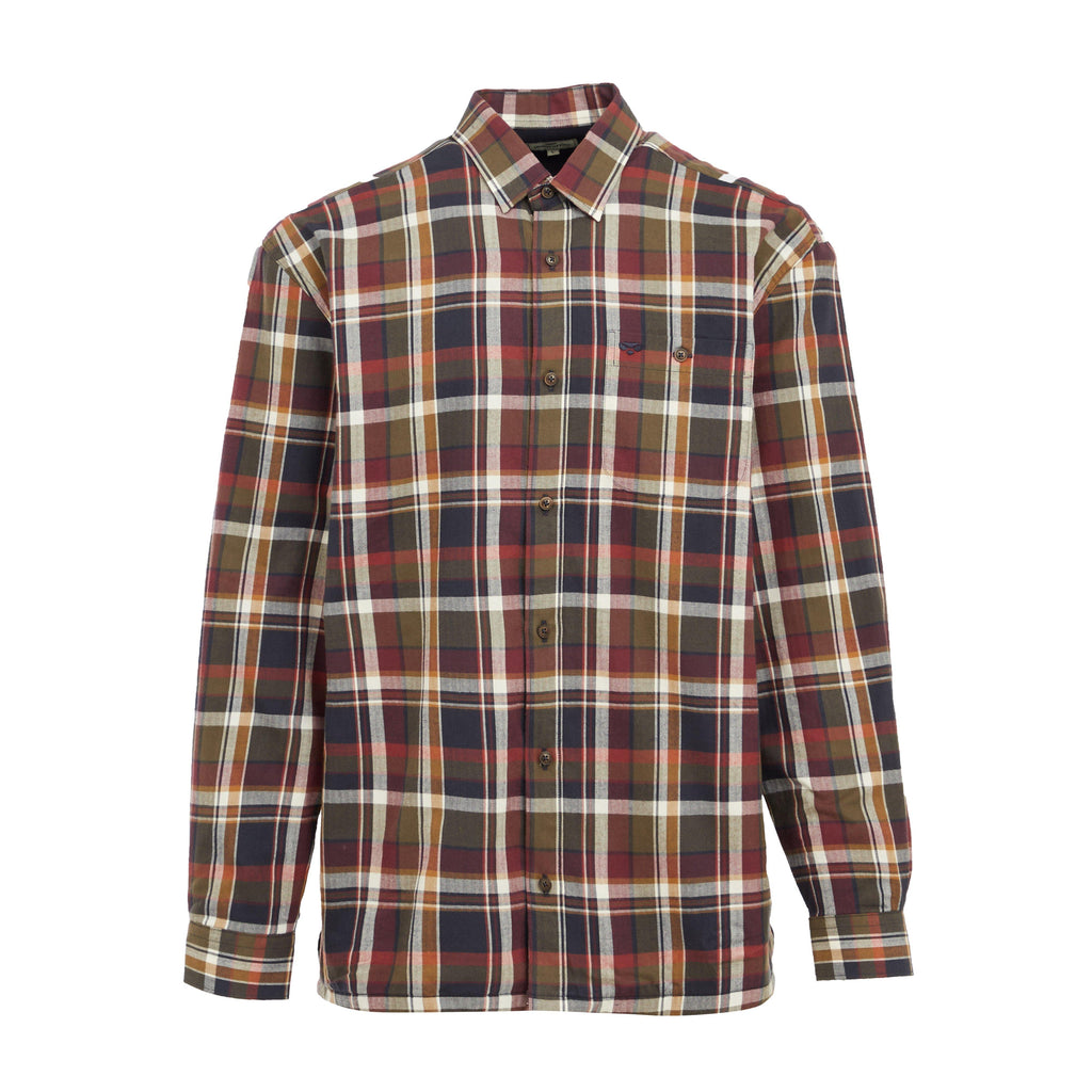 Mens Arran Microfleece Lined Shirt Wine/Olive Check