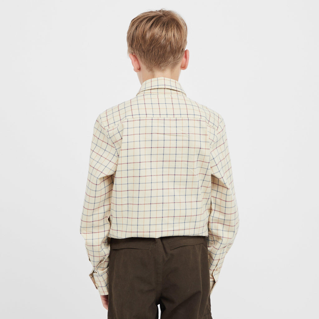 Kids Ambassador Premier Tattersall Shirt Ivory/Navy