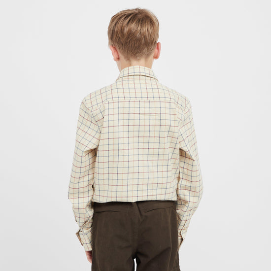 Kids Ambassador Premier Tattersall Shirt Ivory/Navy