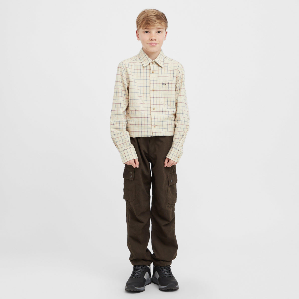 Kids Ambassador Premier Tattersall Shirt Ivory/Navy