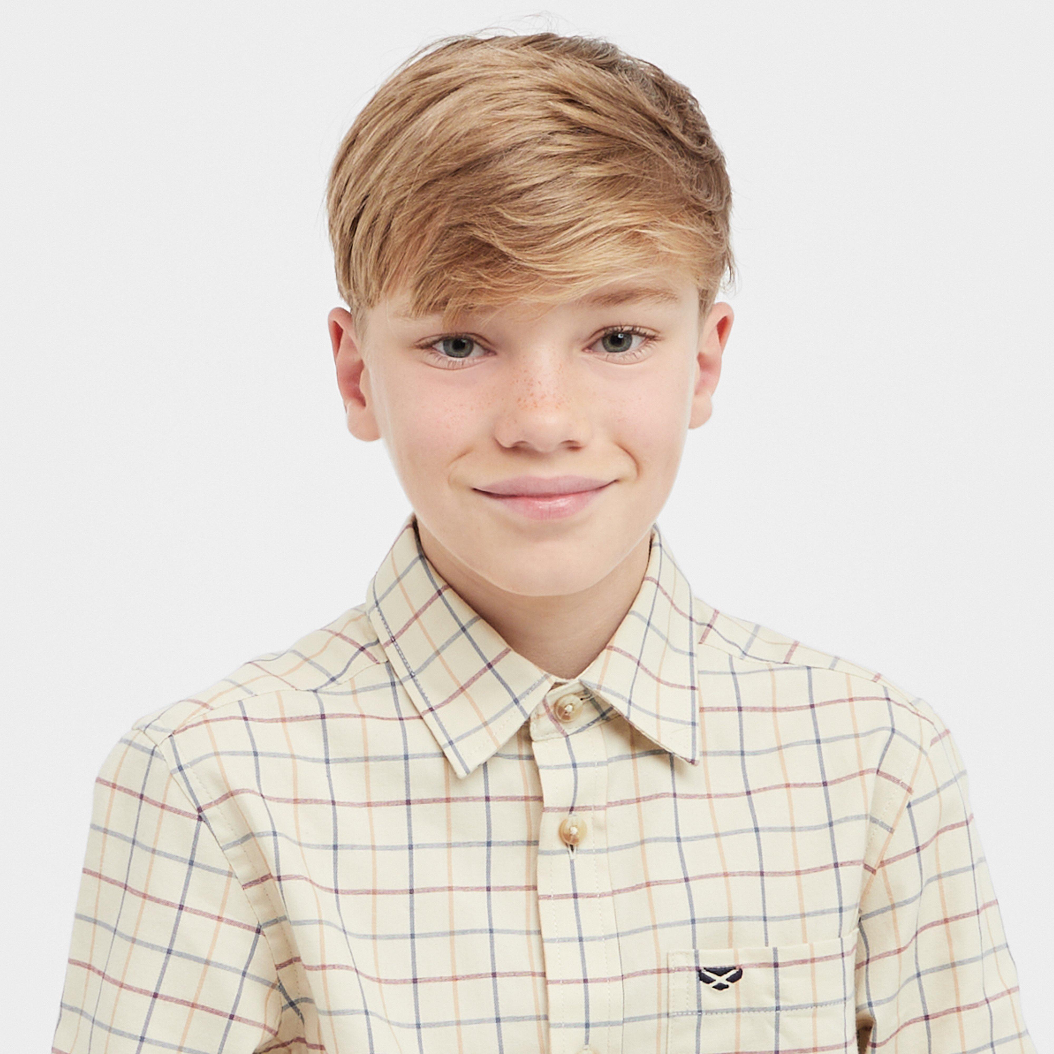 Kids Ambassador Premier Tattersall Shirt Ivory/Navy