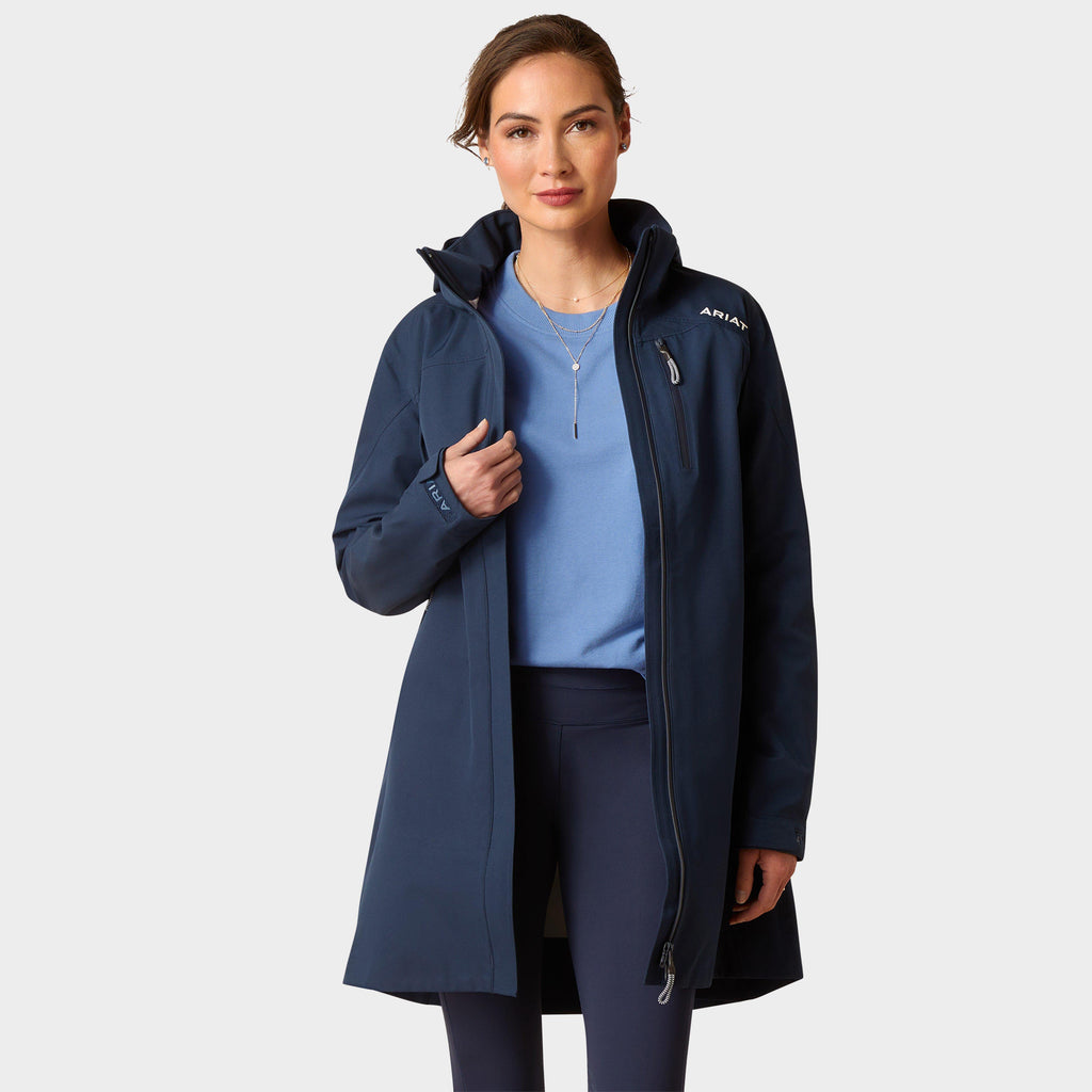 Womens Coastal Long Waterproof Jacket Cape Navy