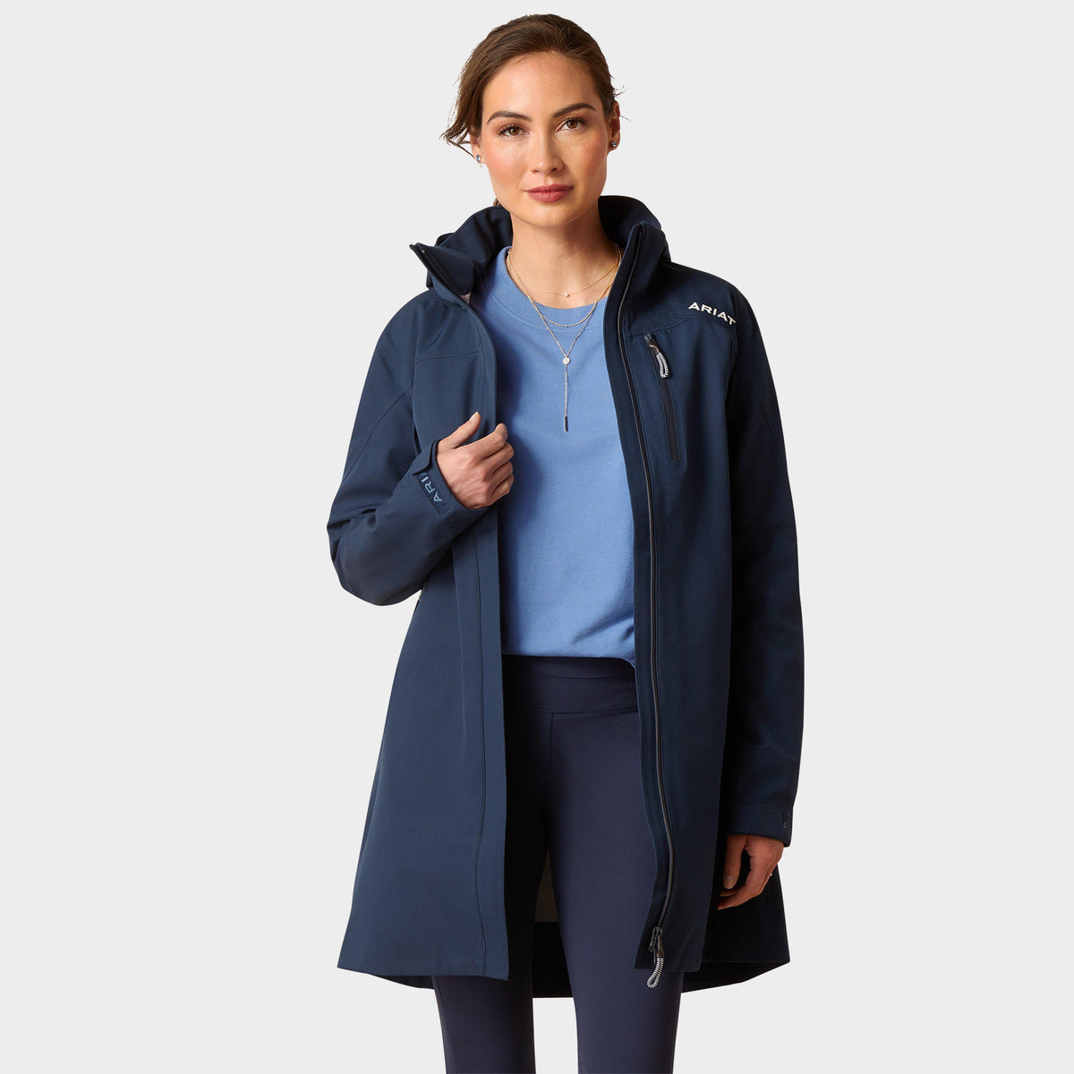 Womens Coastal Long Waterproof Jacket Navy