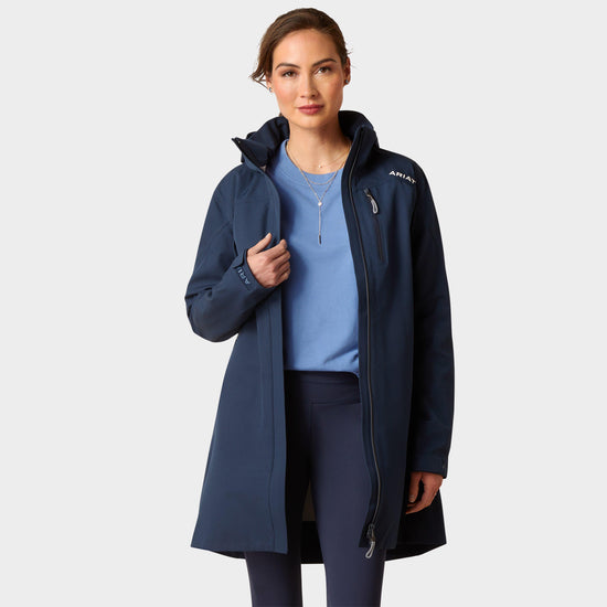 Womens Coastal Long Waterproof Jacket Navy