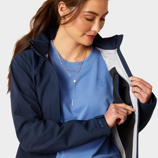 Womens Coastal Long Waterproof Jacket Navy
