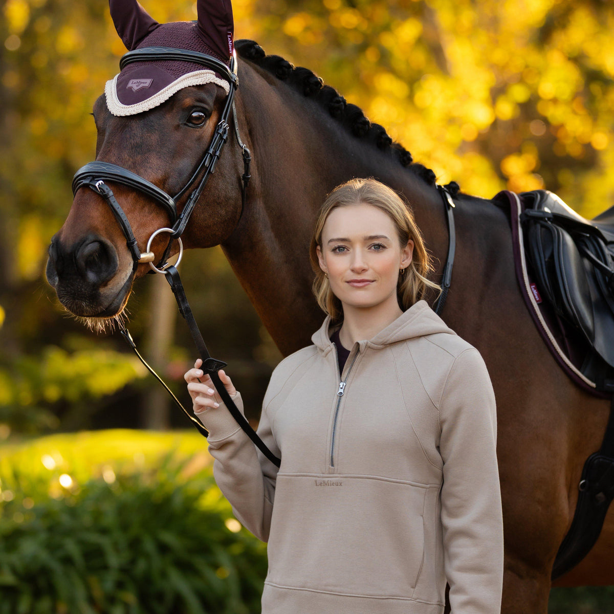 Womens Henrietta Half Zip Hoodie Almond