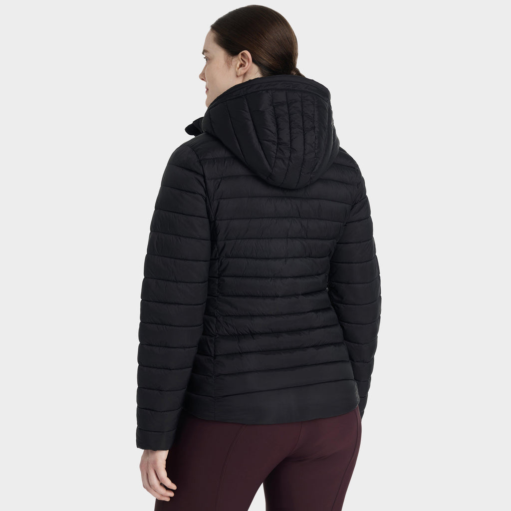 Womens Rose Hooded Puffer Jacket Black