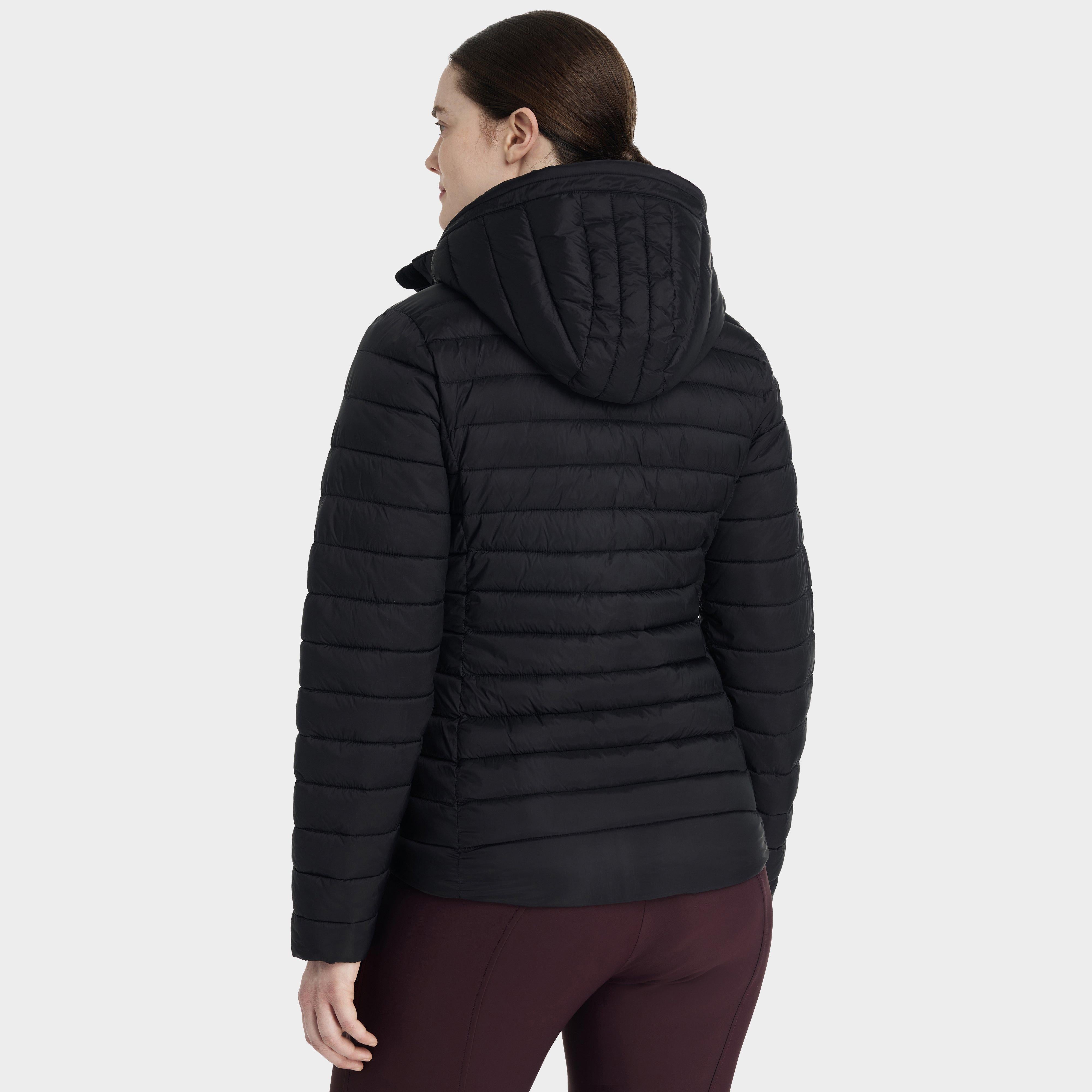 Womens Rose Hooded Puffer Jacket Black