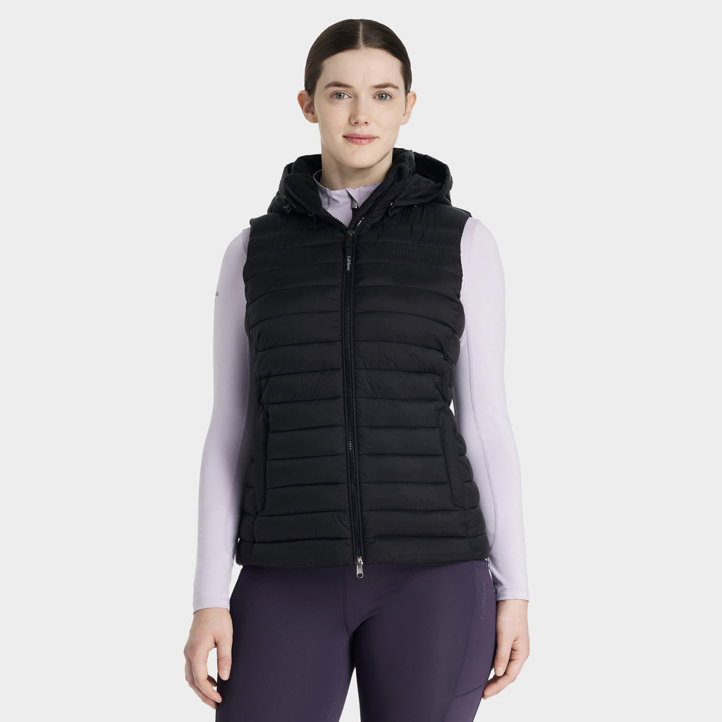Womens Rose Hooded Puffer Gilet Black