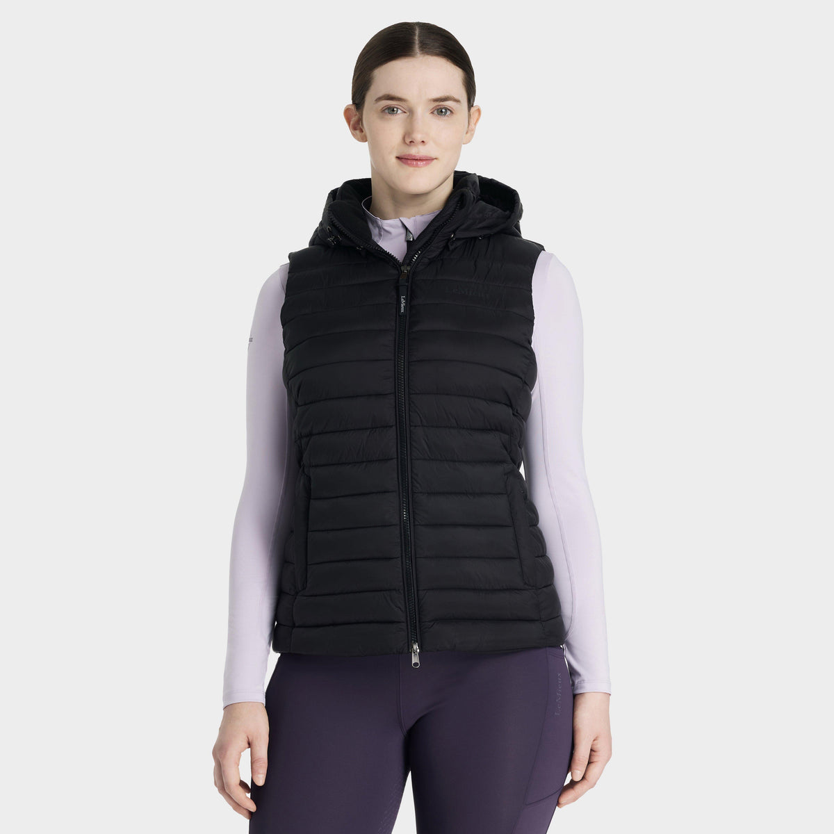 Womens Rose Hooded Puffer Gilet Black