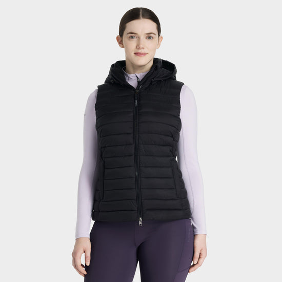 Womens Rose Hooded Puffer Gilet Black