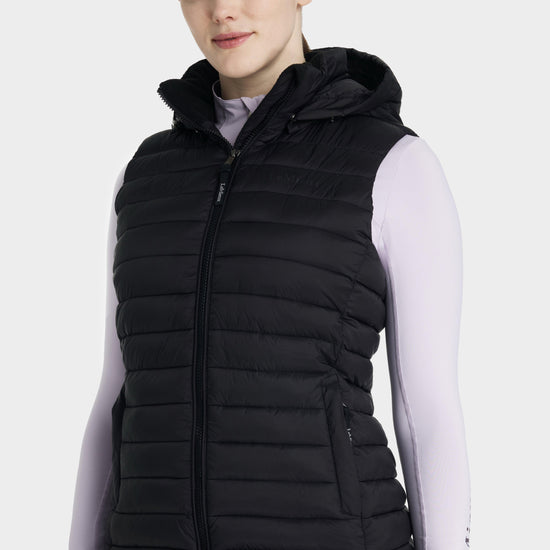 Womens Rose Hooded Puffer Gilet Black