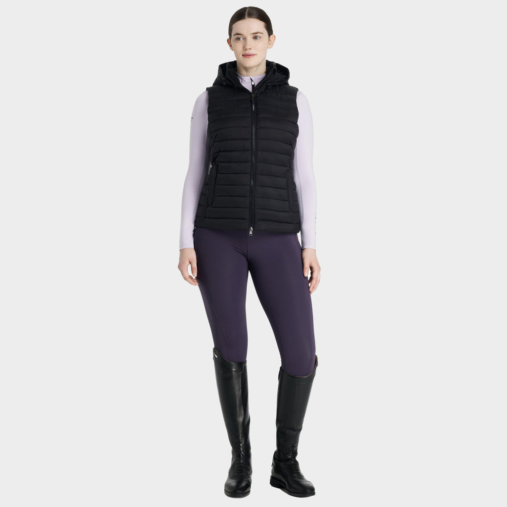 Womens Rose Hooded Puffer Gilet Black