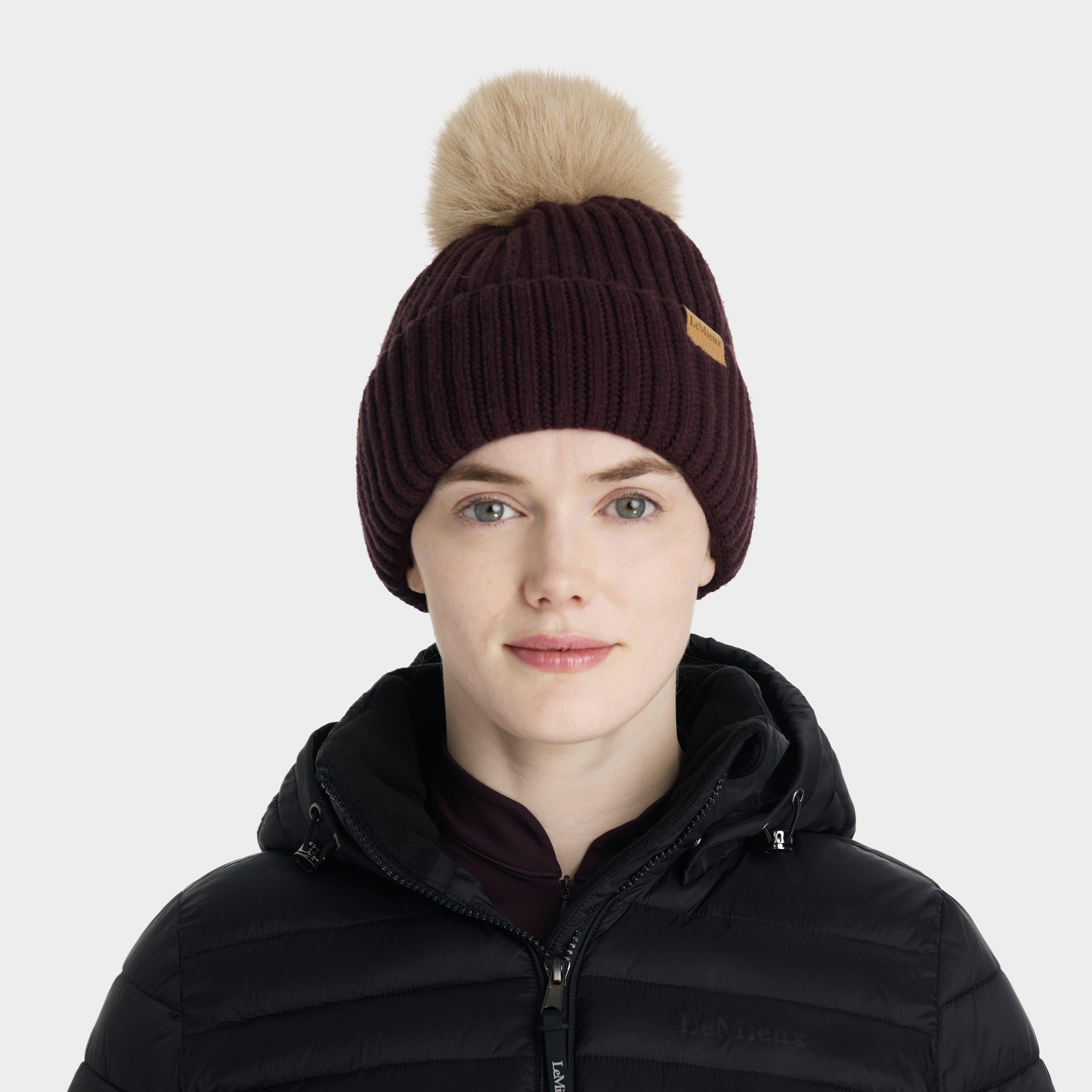 Womens Clara Ribbed Beanie Damson
