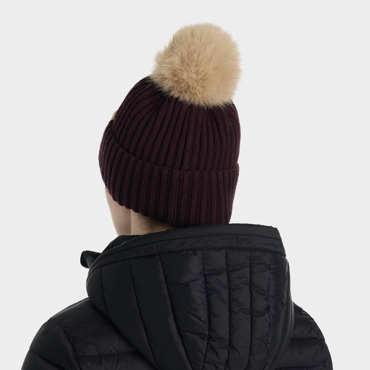 Womens Clara Ribbed Beanie Damson