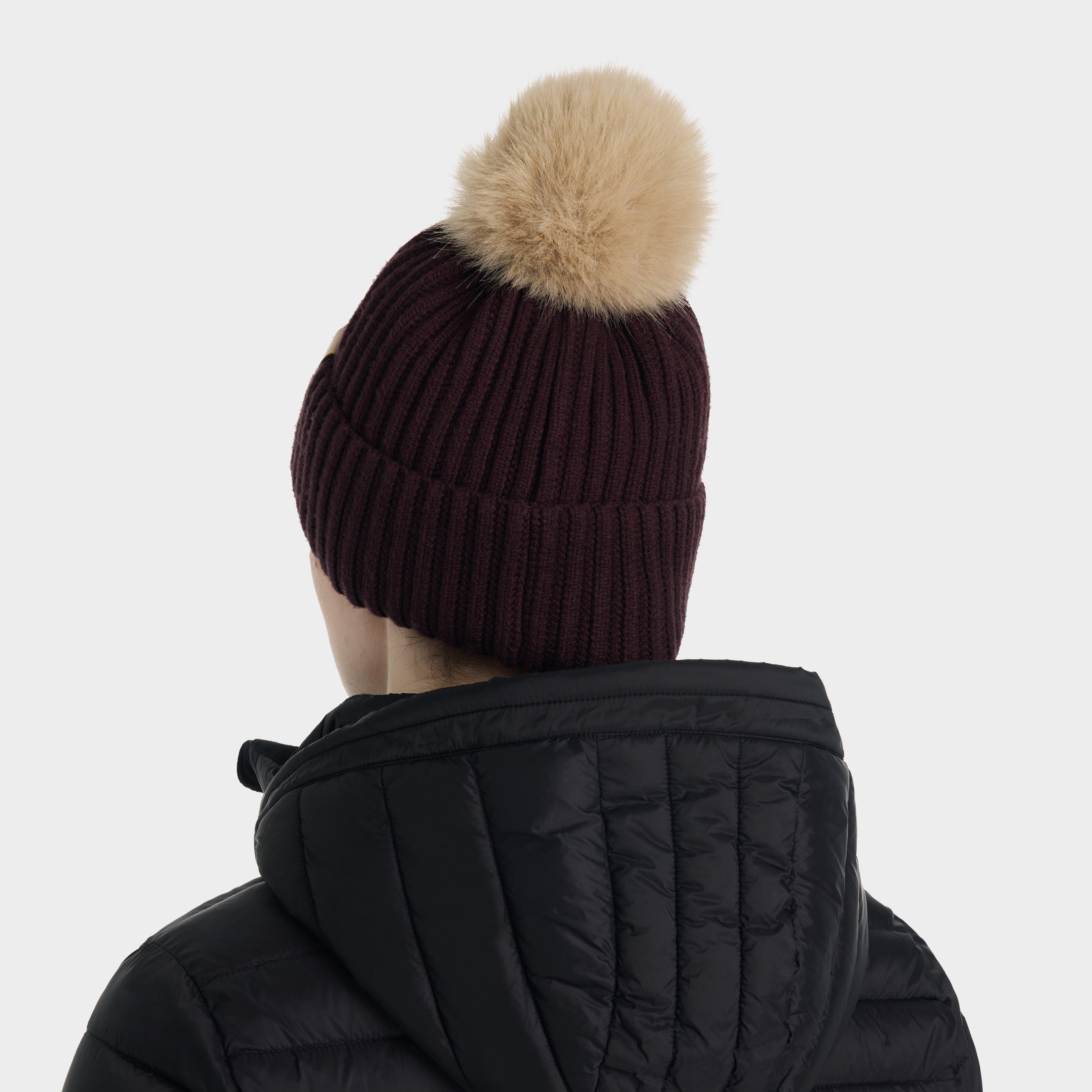 Womens Clara Ribbed Beanie Damson