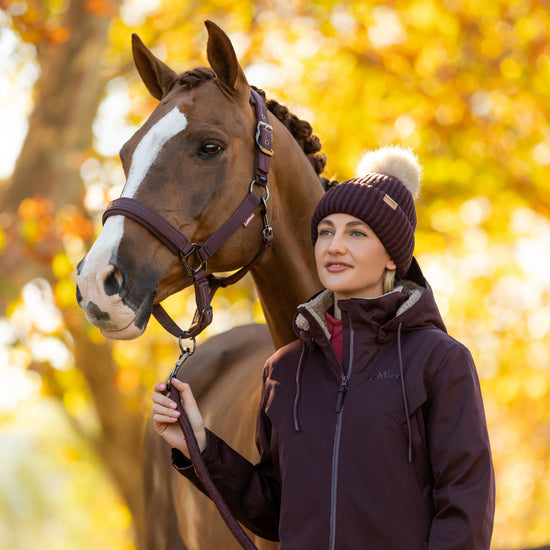 Womens Clara Ribbed Beanie Damson