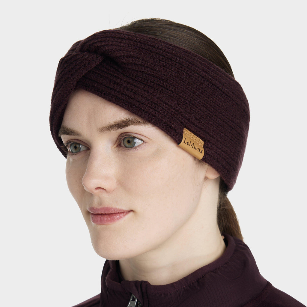 Womens Clara Ribbed Knit Headband Damson