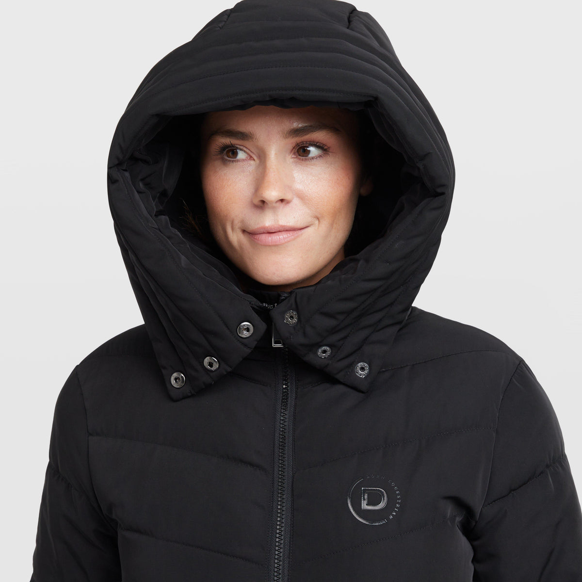 Womens Belted Longline Puffer Black