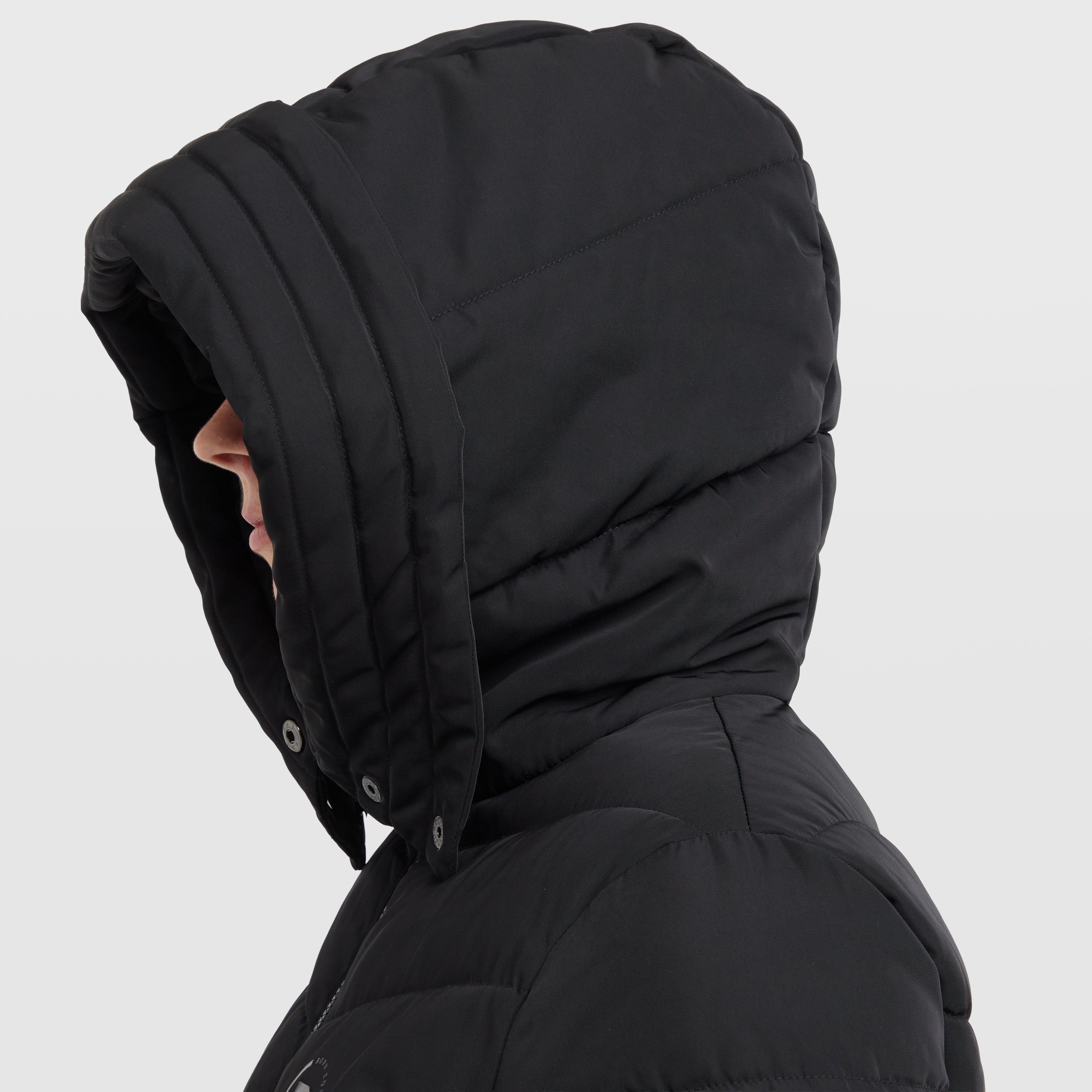 Womens Belted Longline Puffer Black