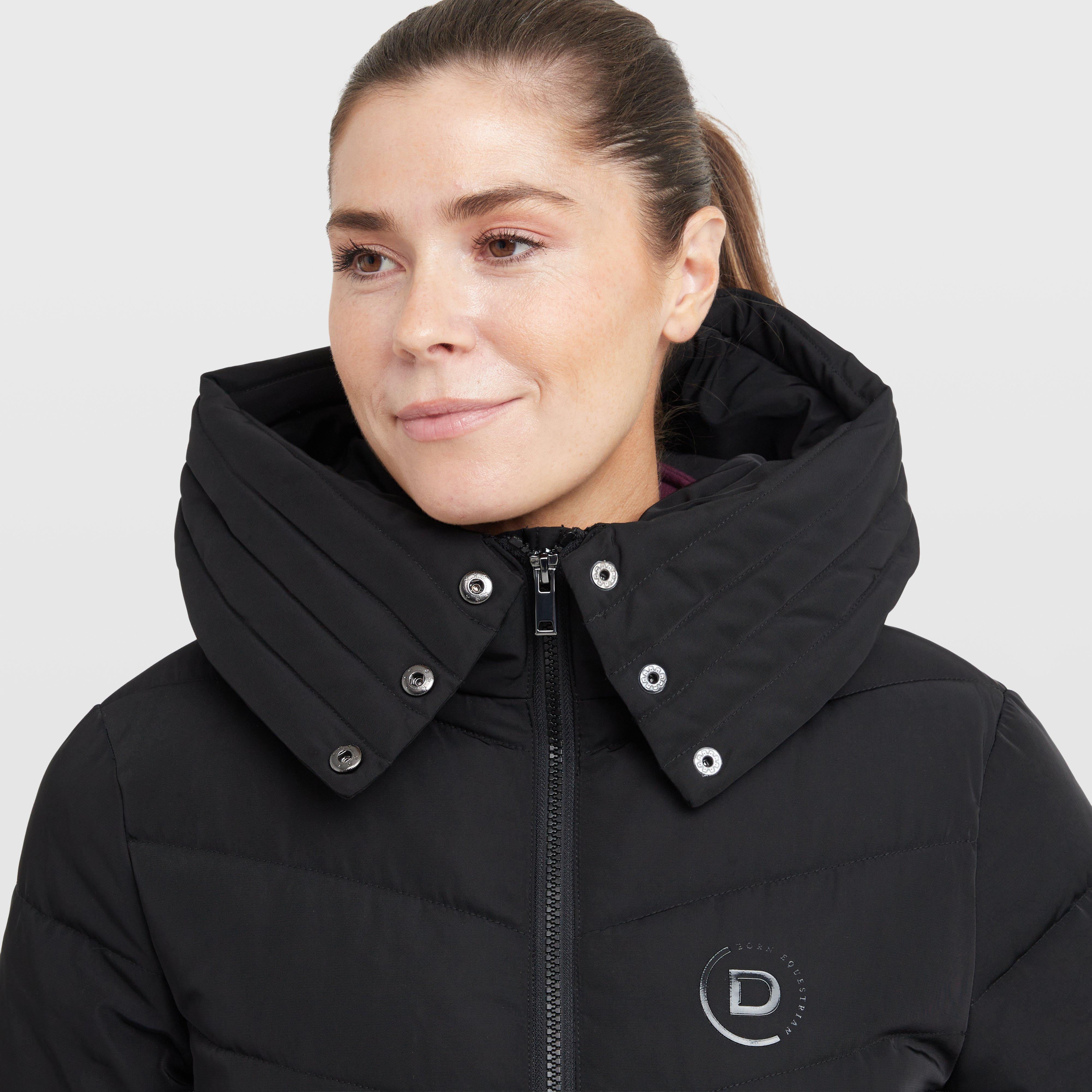 Womens Belted Longline Puffer Black