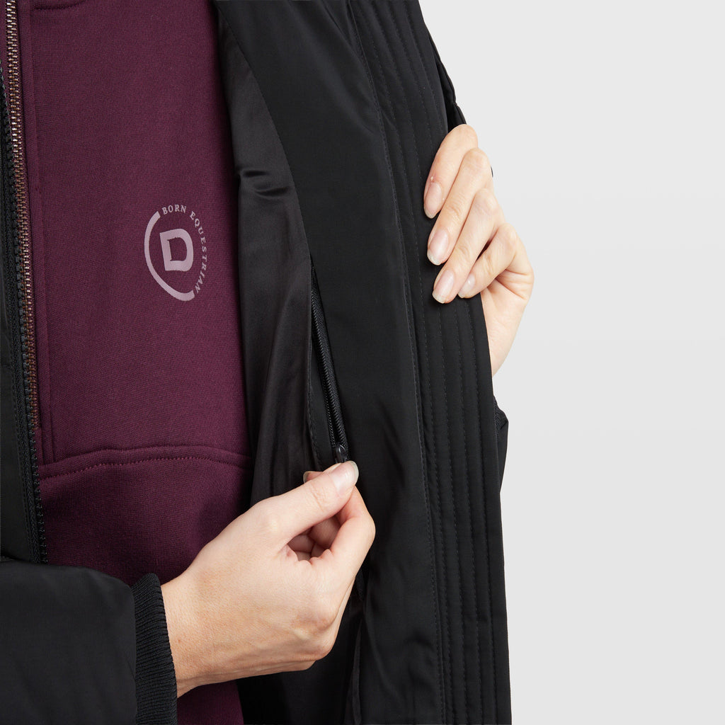 Womens Belted Longline Puffer Black