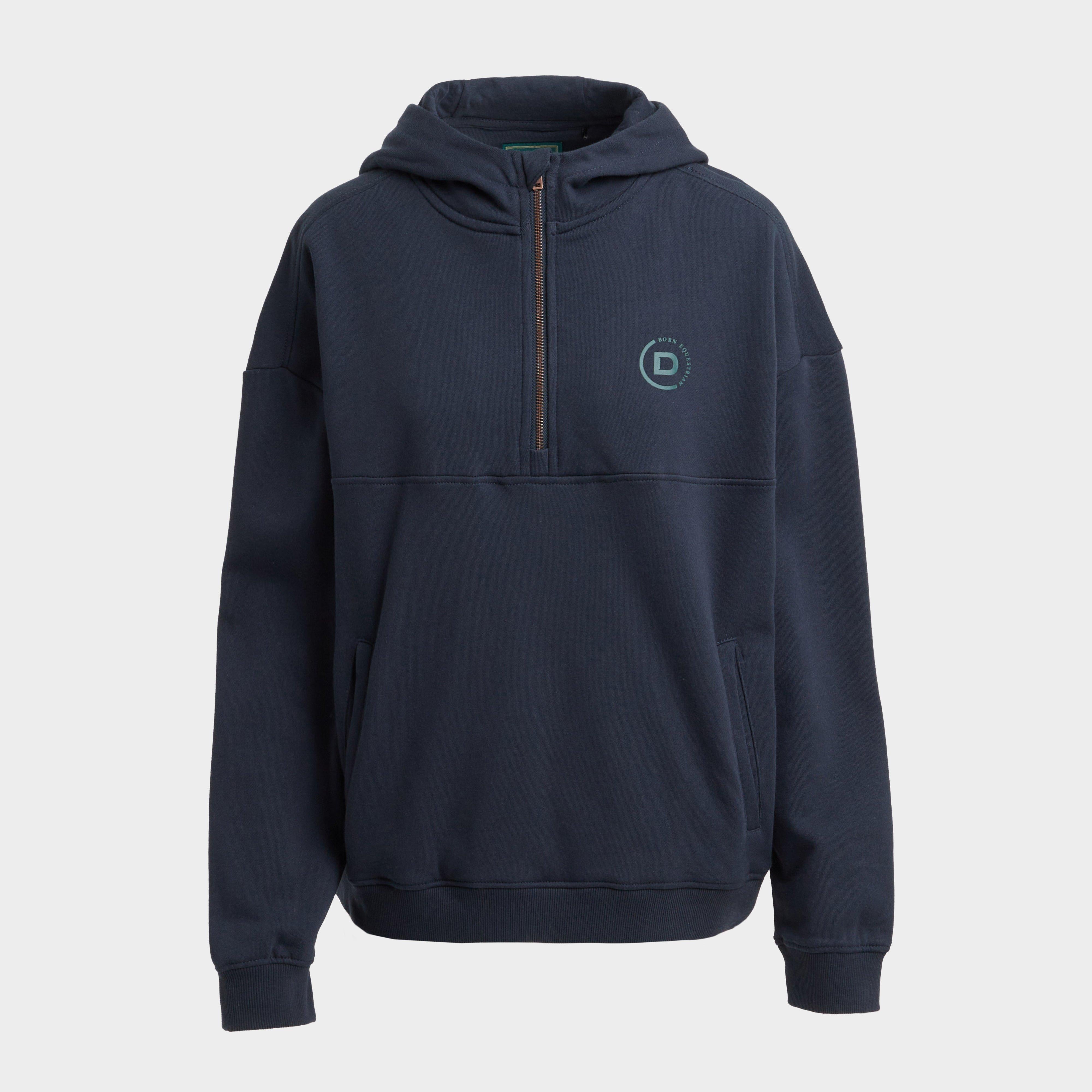 Womens 1/4 Zip Hooded Fleece Pullover Navy