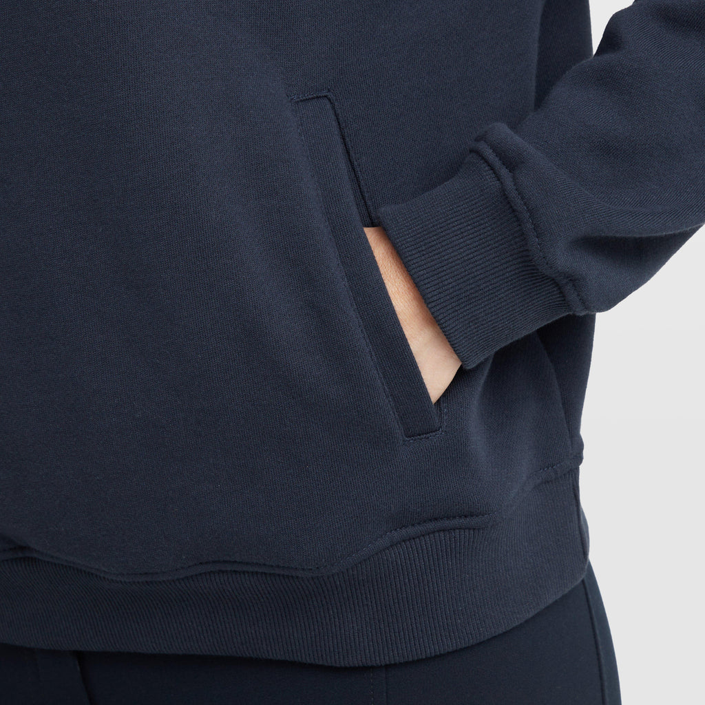 Womens 1/4 Zip Hooded Fleece Pullover Navy