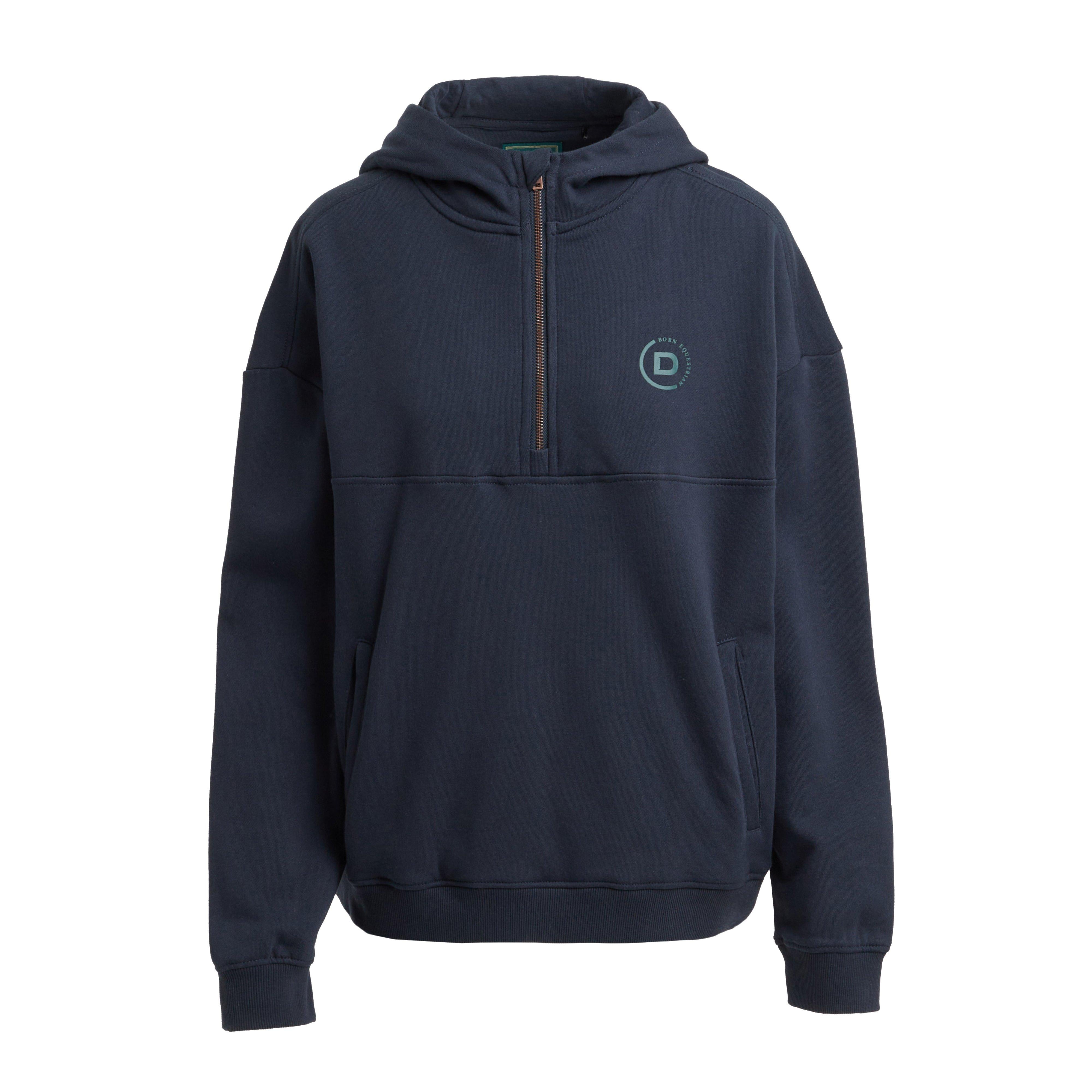 Womens 1/4 Zip Hooded Fleece Pullover Navy