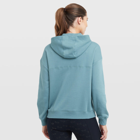 Womens the 1/4 Zip Hooded Fleece Pullover Washed Teal