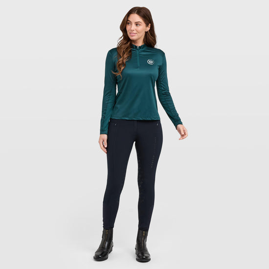 Womens Breathable Long Sleeve Top Deep Emerald Green