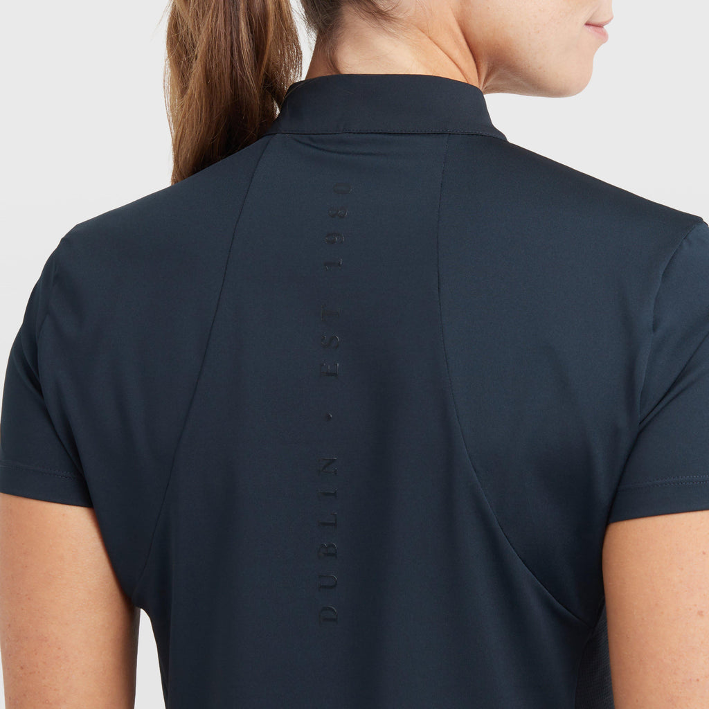 Womens 1/4 Zip Short Sleeve Top Navy