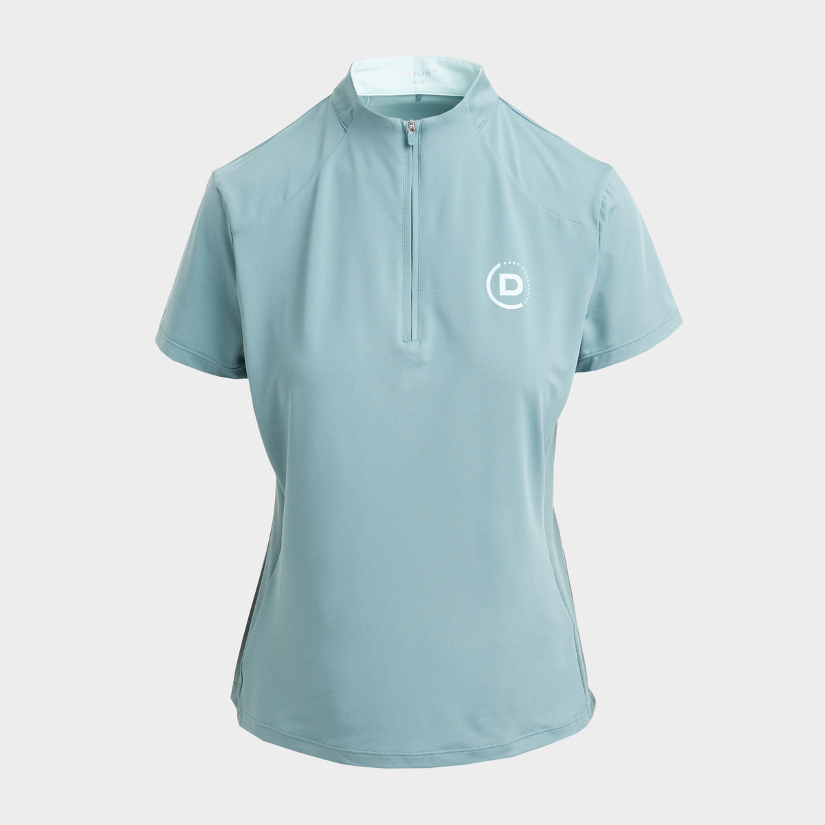 Womens 1/4 Zip Short Sleeve Top Washed Teal