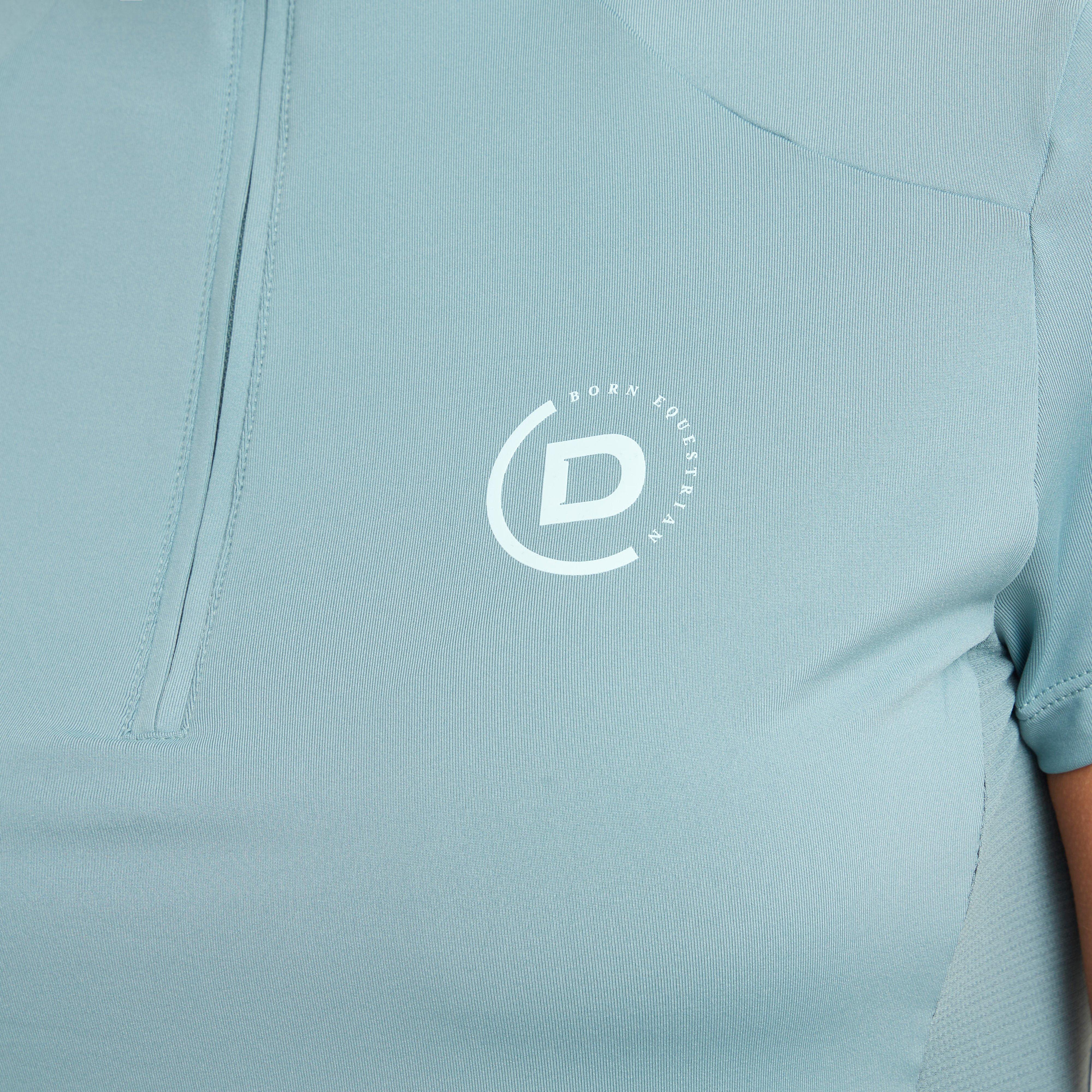 Womens 1/4 Zip Short Sleeve Top Washed Teal