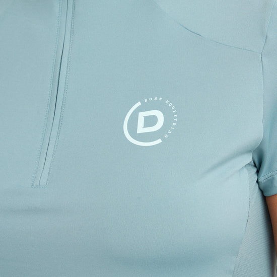 Womens 1/4 Zip Short Sleeve Top Washed Teal