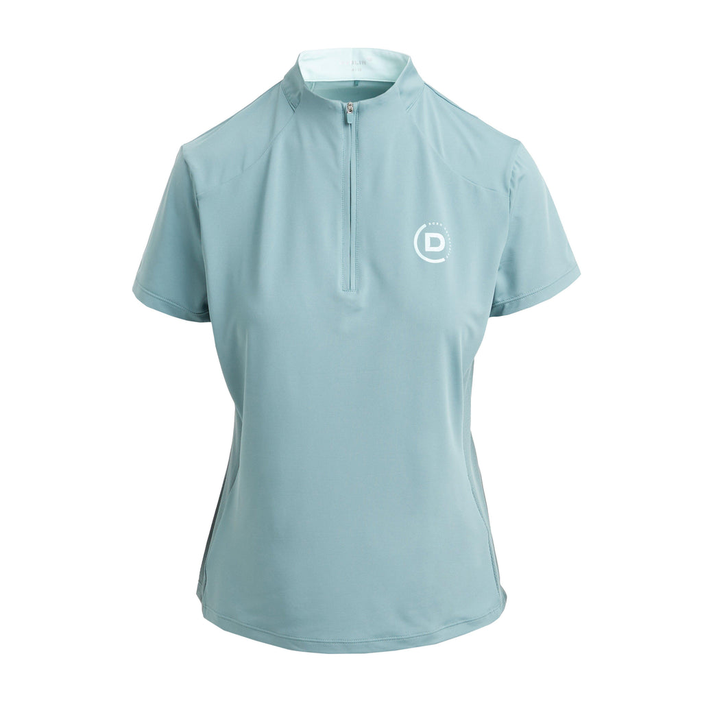 Womens 1/4 Zip Short Sleeve Top Washed Teal