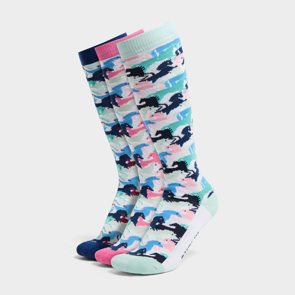 Adults 3 Pack Socks Multicolour Horse