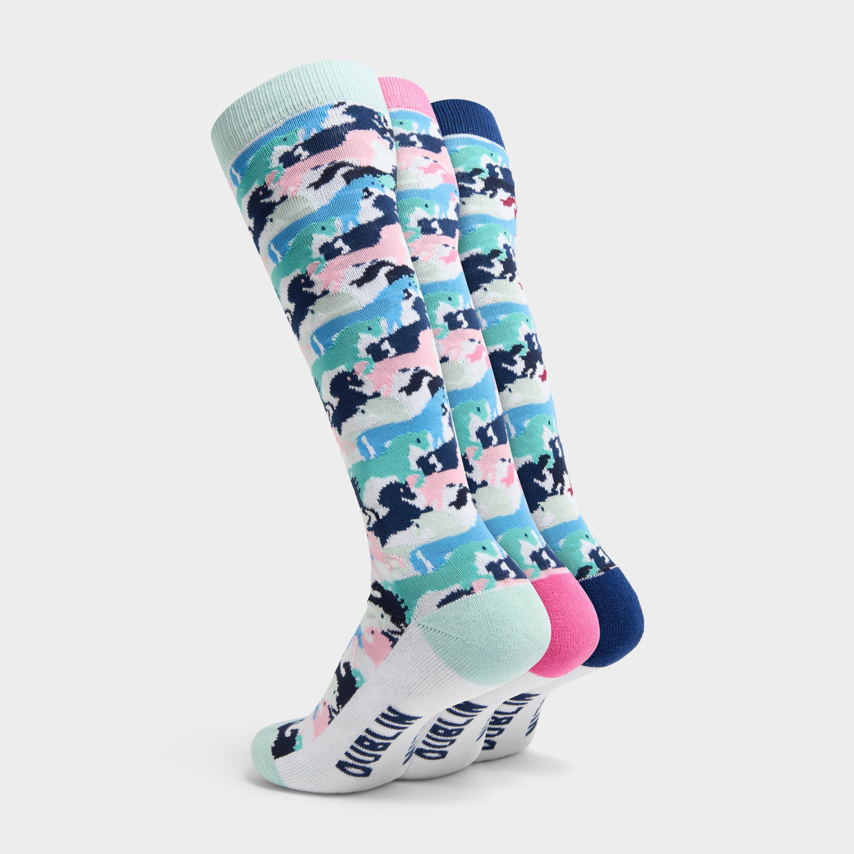 Adults 3 Pack Socks Multicolour Horse