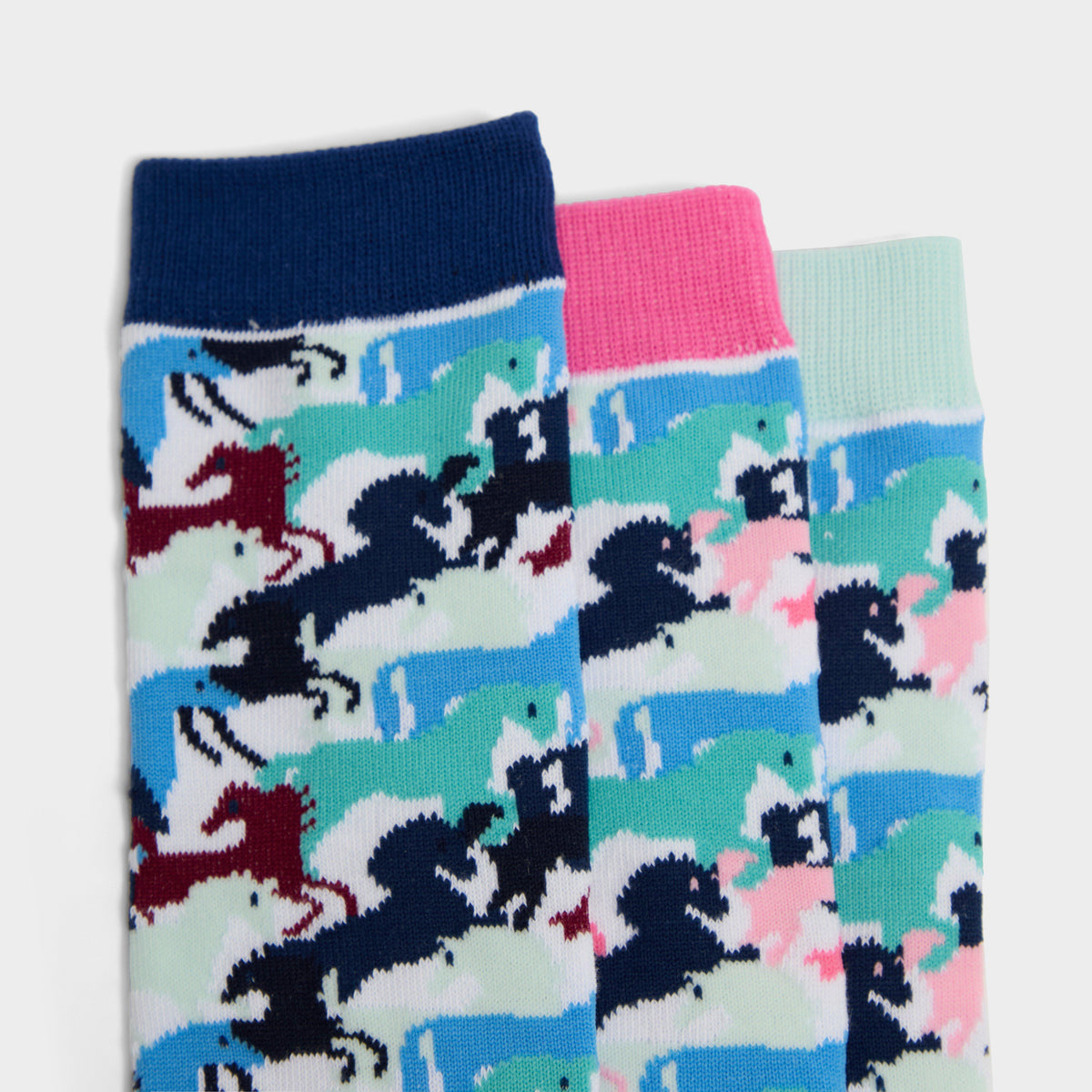 Adults 3 Pack Socks Multicolour Horse
