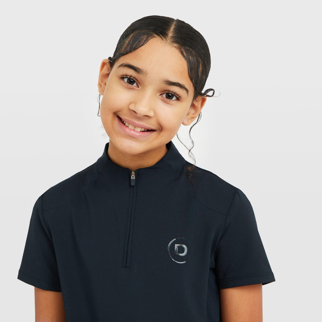 Kids 1/4 Zip Short Sleeve Top Navy