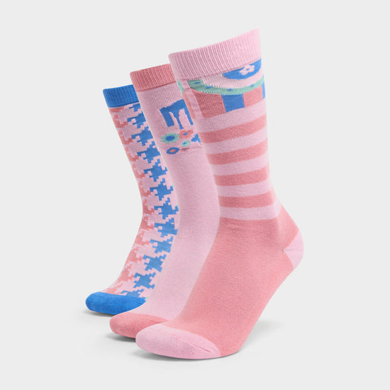 Kids' 3 Pack Socks Pastel Pink