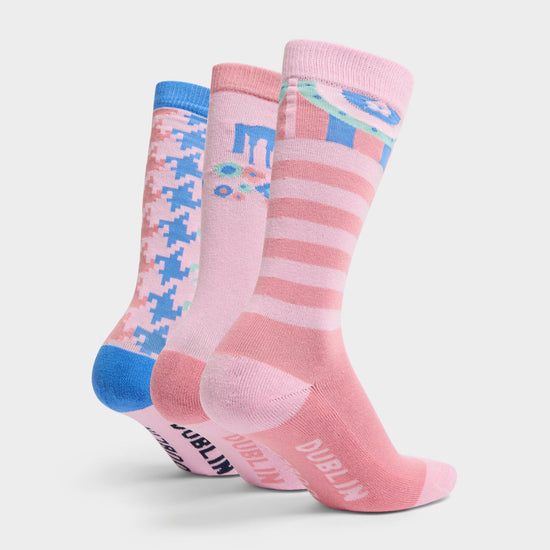 Kids' 3 Pack Socks Pastel Pink