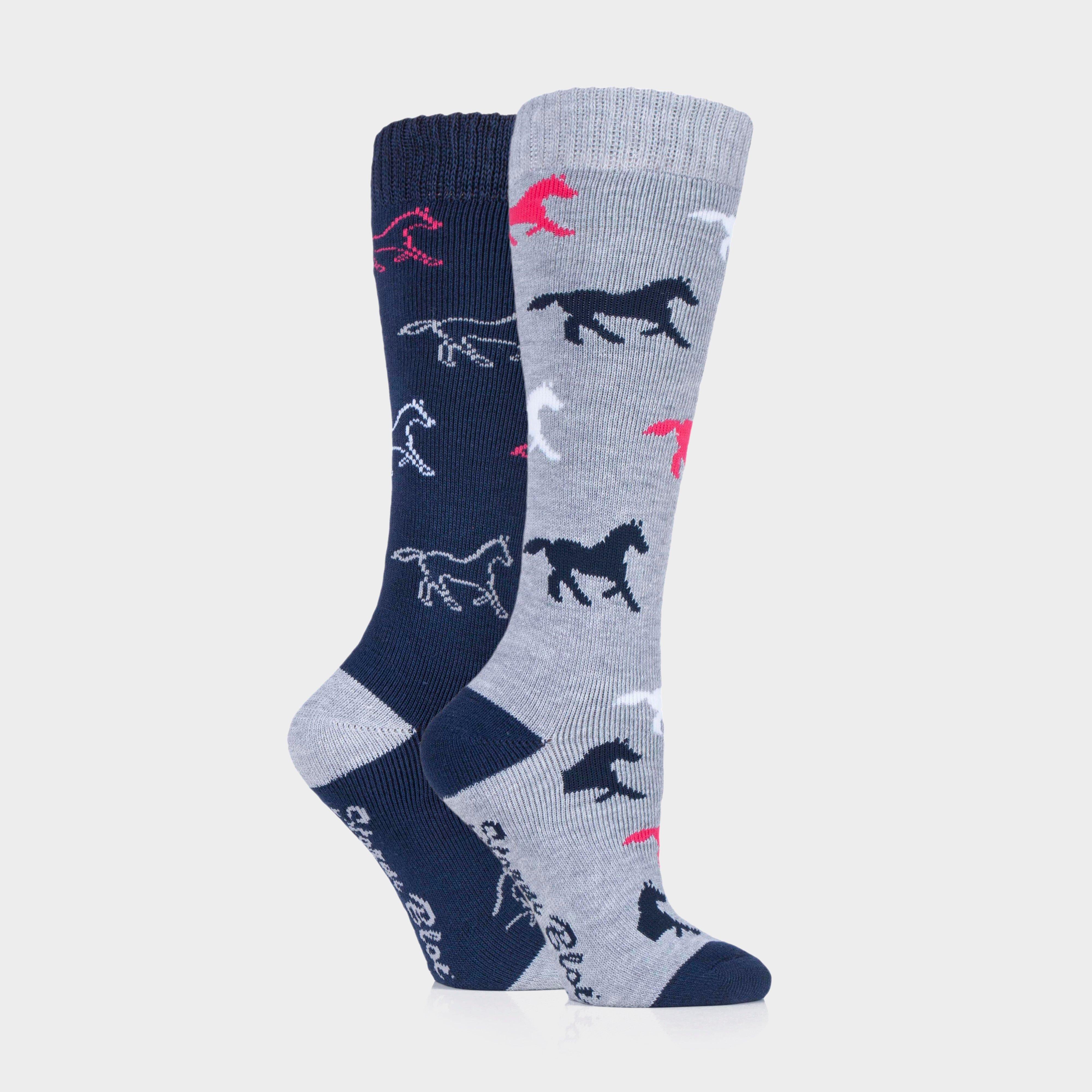 Kids Equestrian Midweight Horseshoe Socks Navy/Grey