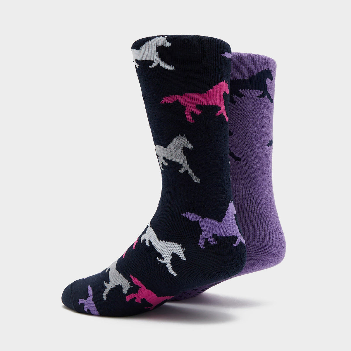 Kids Equestrian Midweight Horseshoe Socks Navy/Lilac