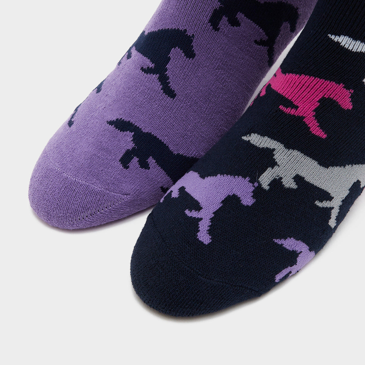 Kids Equestrian Midweight Horseshoe Socks Navy/Lilac