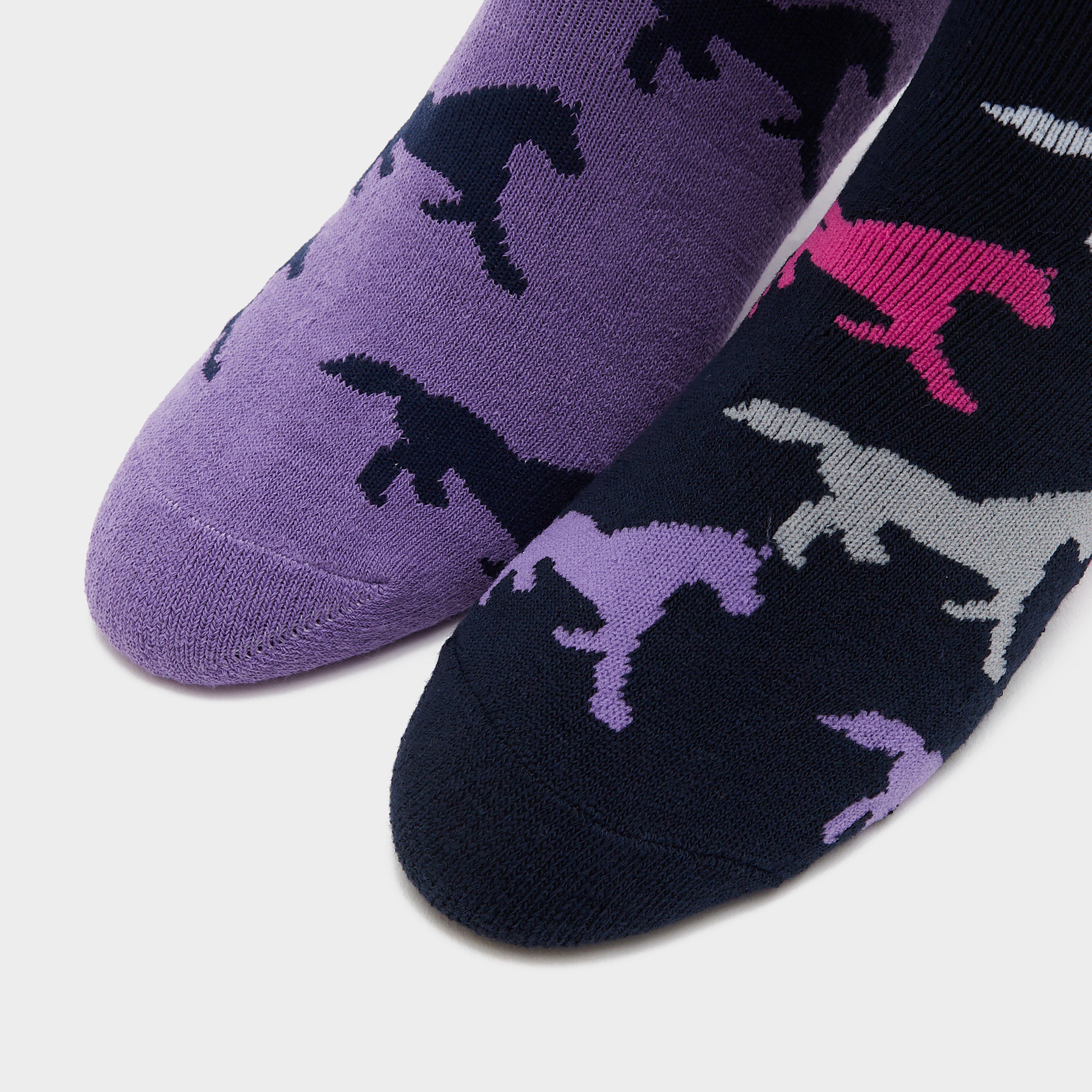 Kids Equestrian Midweight Horseshoe Socks Navy/Lilac