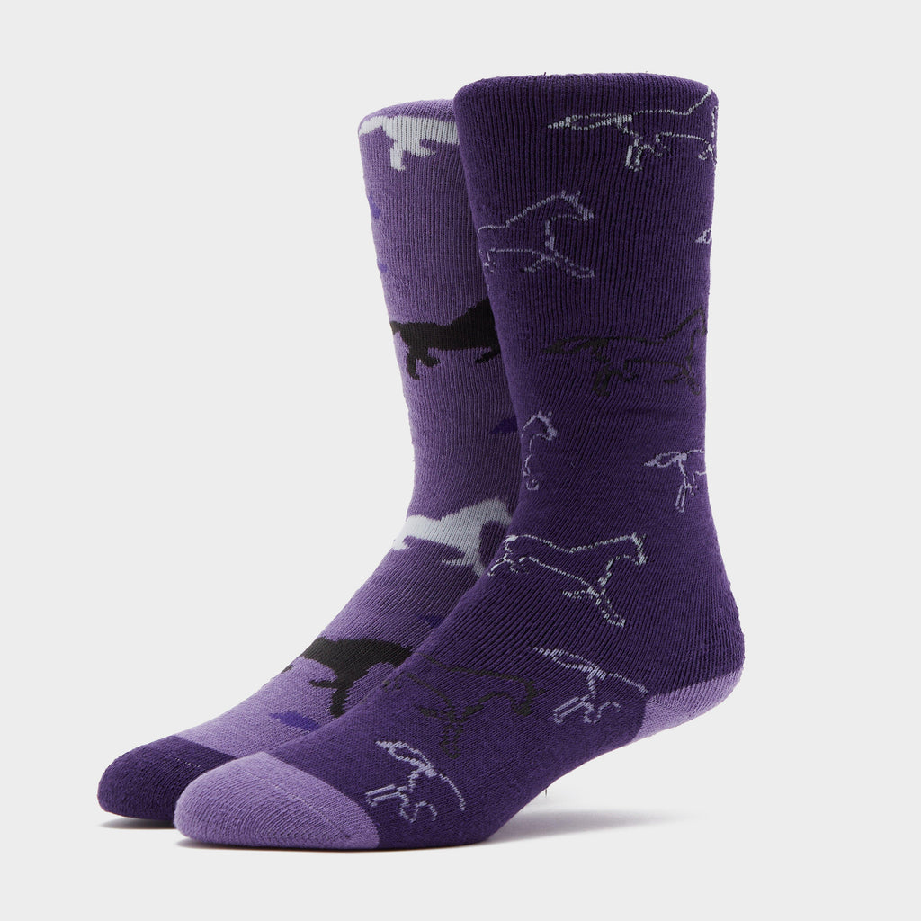 Kids Equestrian Midweight Horseshoe Socks Purple/Lilac